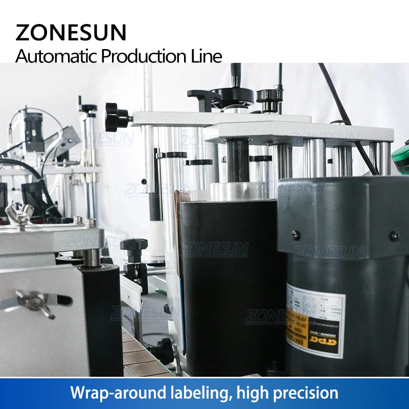 Zonesun ZS-FAL180R etiquetas de embalagem de garrafa de óleo líquido automático pode enchimento tampando e rotulagem máquina linha produção