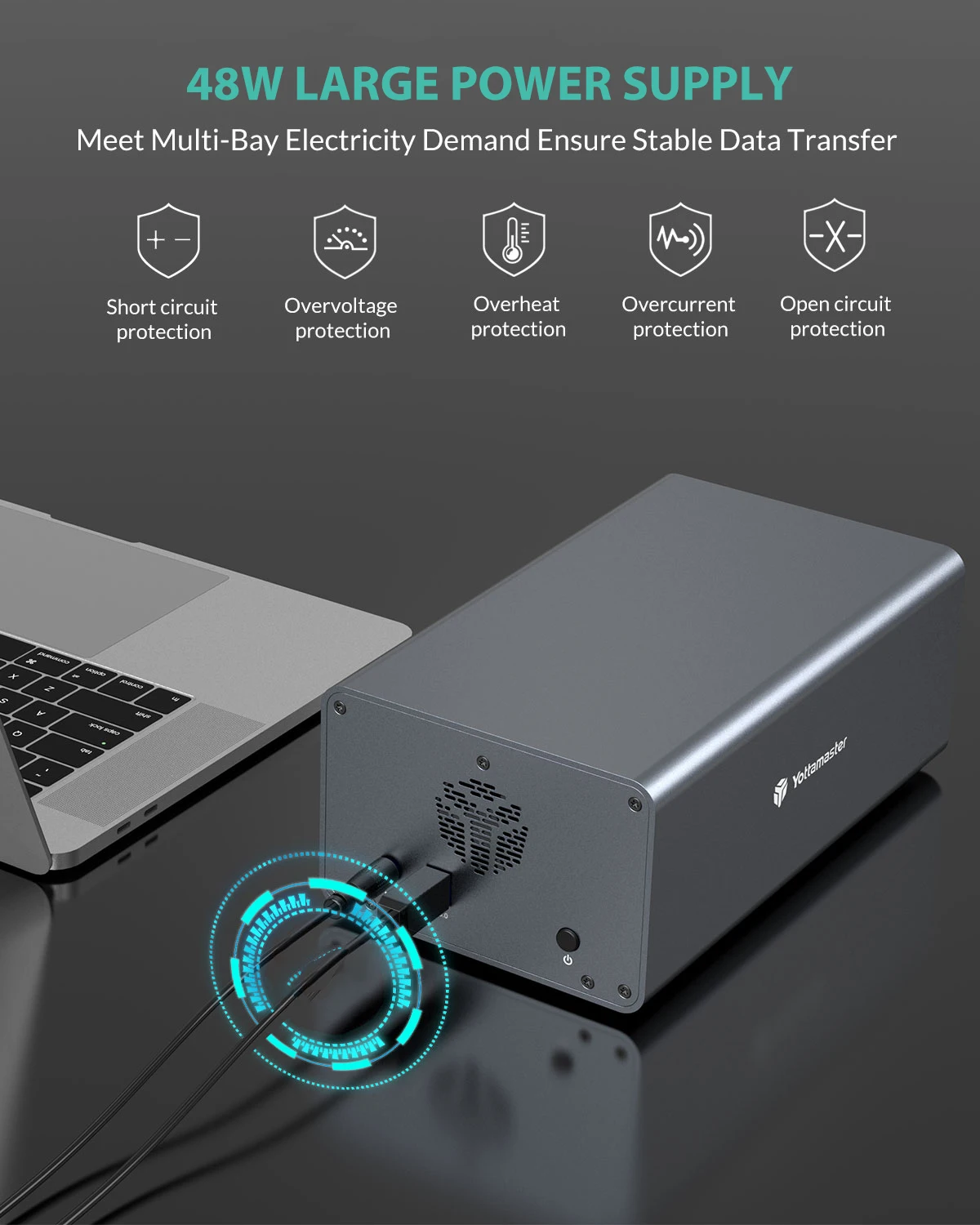 Custodia per disco rigido esterno Yottamaster 2-bay RAID per disco rigido SATA da 2.5 pollici e 3.5 pollici custodia RAID USB 3.0 con 36TB