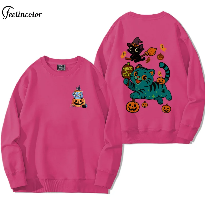 Halloween Kpop Demon Hunters Pumpkin Tiger Graphic Sweatsrhits Pink Maroon Autumn Winter Pullover Trick or Treat Oversized Hoodi