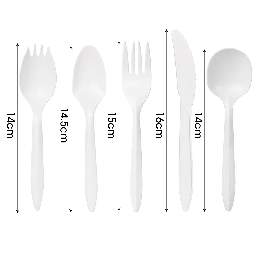 50/30/20/10pcs Disposable Natural Corn Dinnerware Knife Fork Set For Wedding Birthday Party Utensil Dessert Cake Spoon Tableware