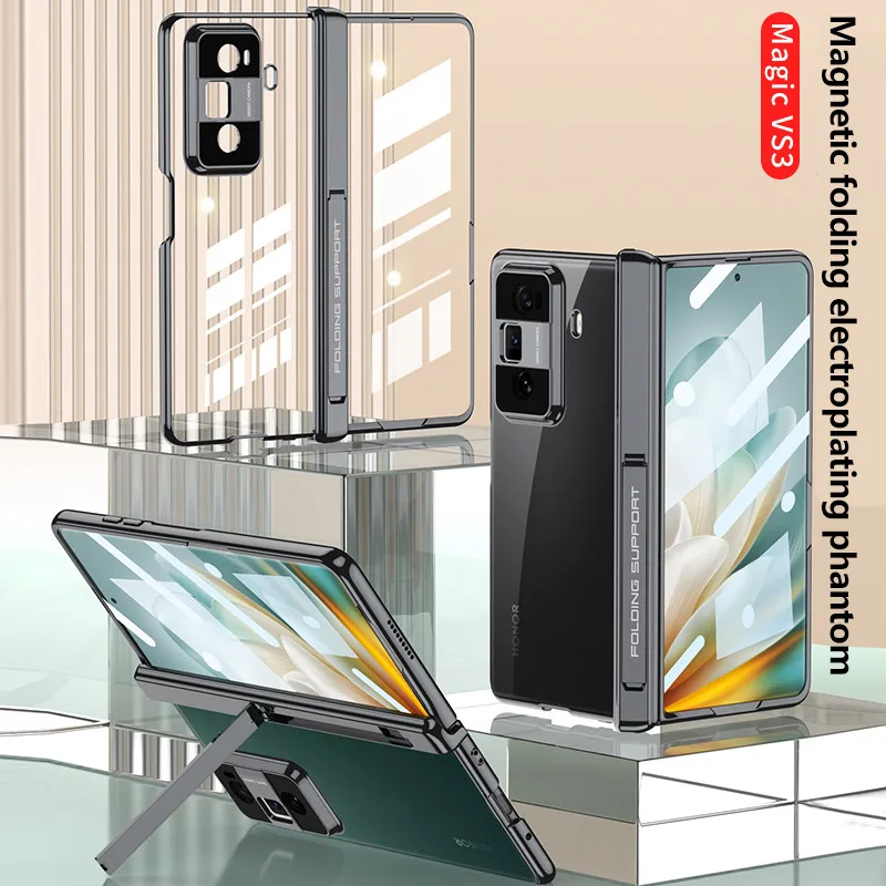 

Case For Honor Magic Vs3 Magnetic Folding Electroplating Phantom Clear Transparent Protective Cover