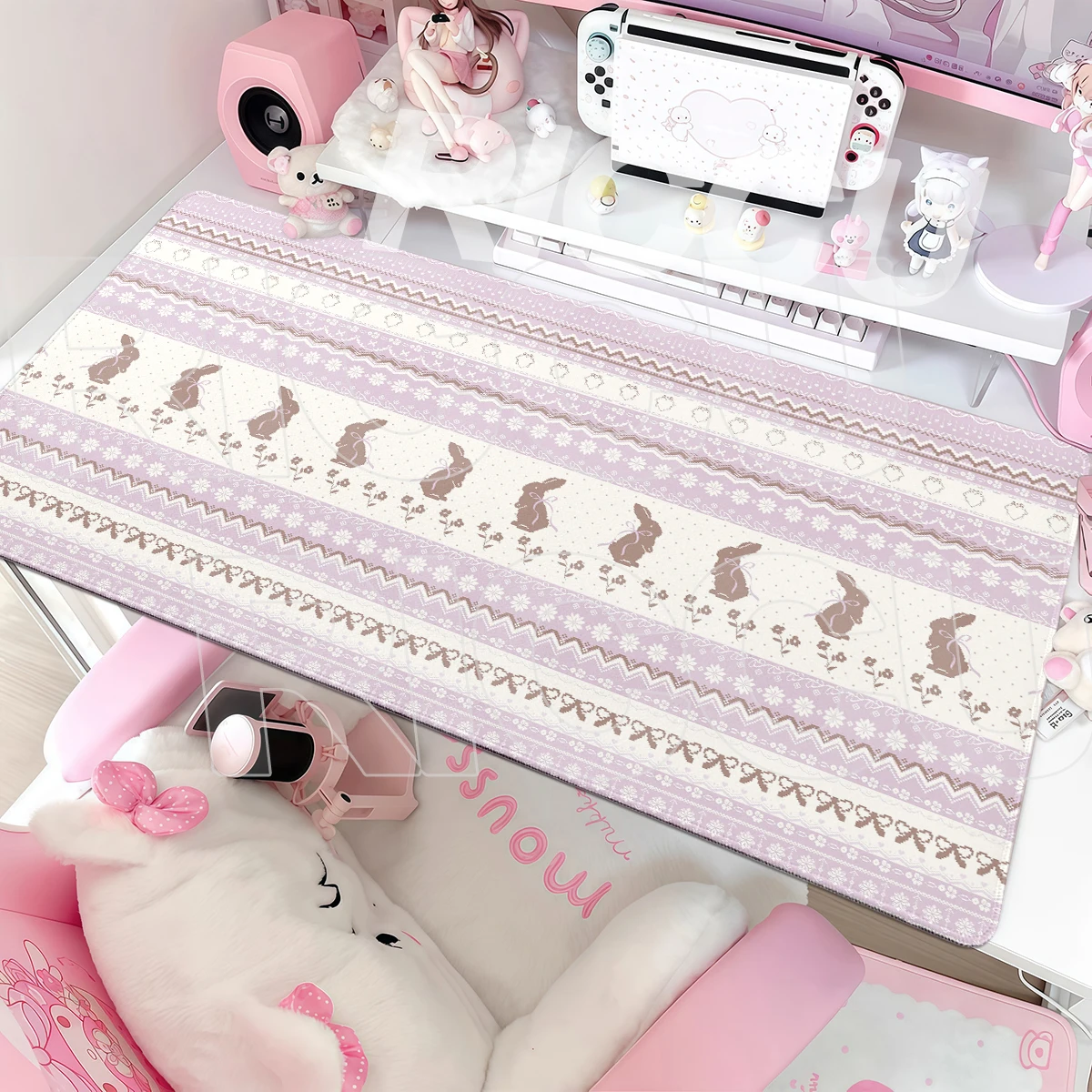 Ins Cute Animal Cat Bunny Bear Mouse Pad Rubber Non-Slip PC Desk Mat Protective Keyboard For Dorm & Dressing Table Decortion Mat