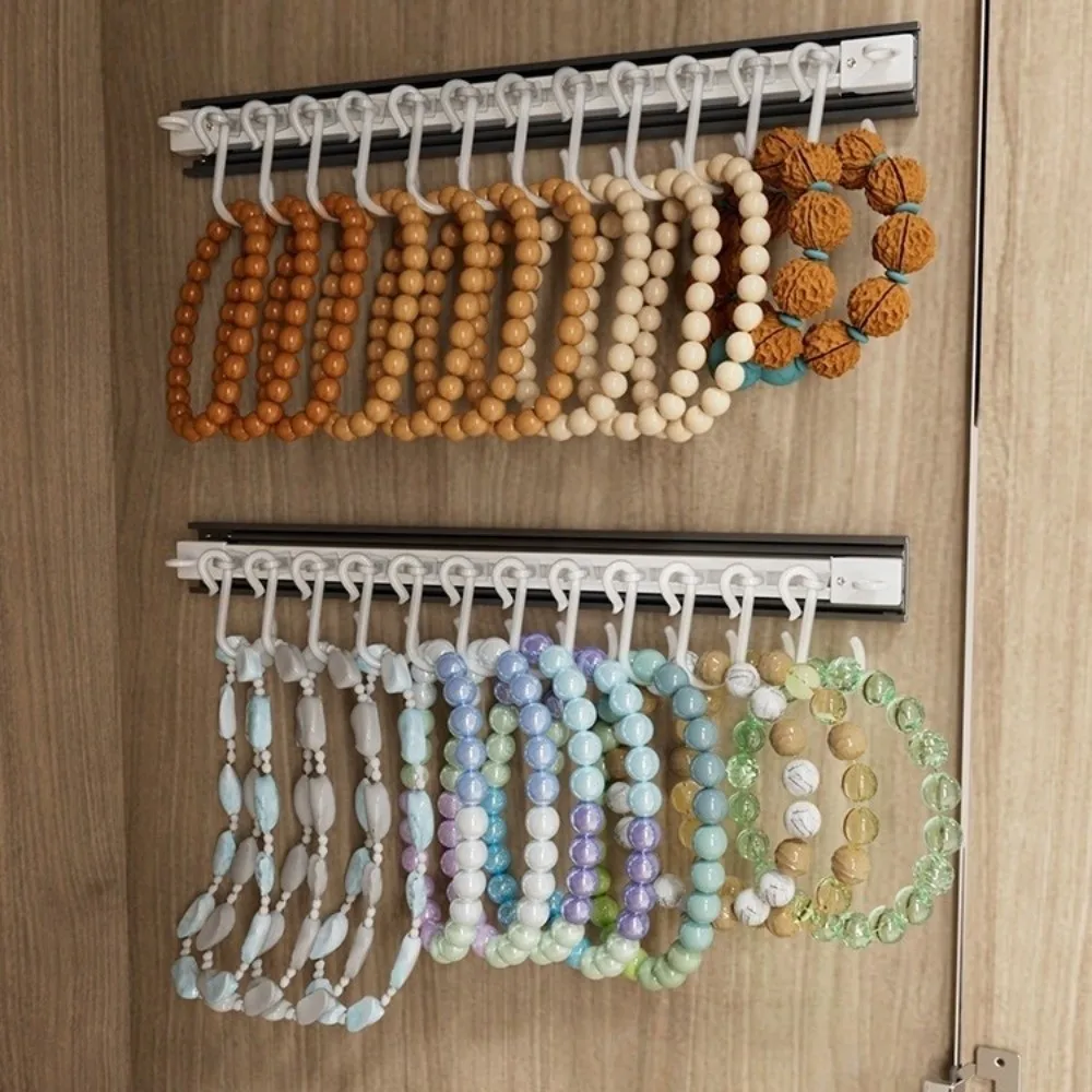 Push and Pull Sliding Rail S Hooks Stainless Steel Plastic Wall-mounted Jewelry Display Non Punching Removable Hooks