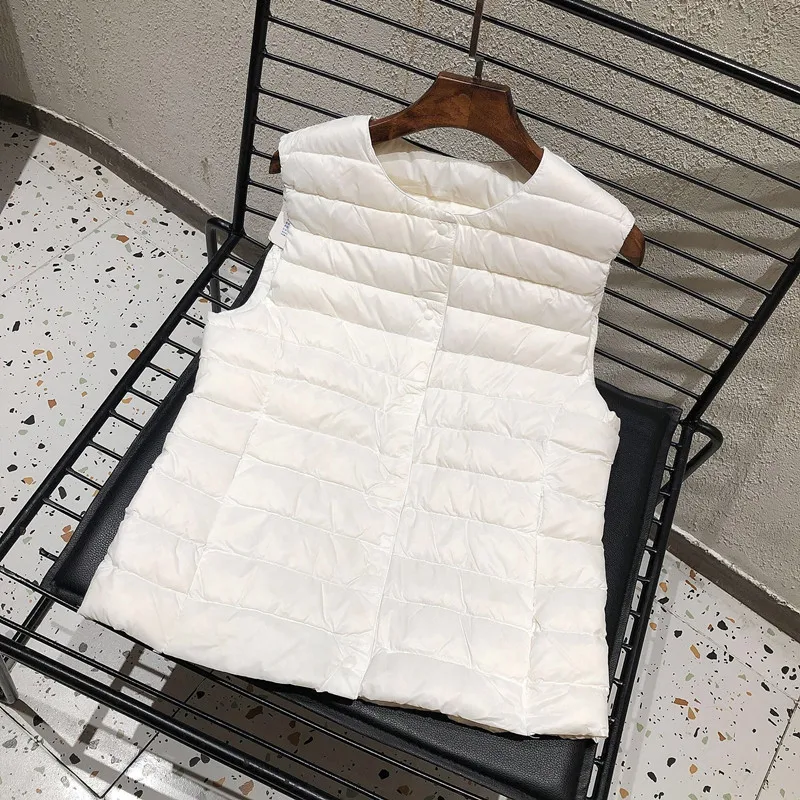 2024 New Arrivals 90% White Duck Down Liner Vest Ultralight Puffer Jackets Female Sleeveless Duck Down Waistcoat Warm Jacket