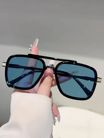 KAMMPT Vintage Square Sunglasses Men Fashion Double Bridge Outdoor Shades Women Stylish Brand Design Casual Decor Sun Glasses
