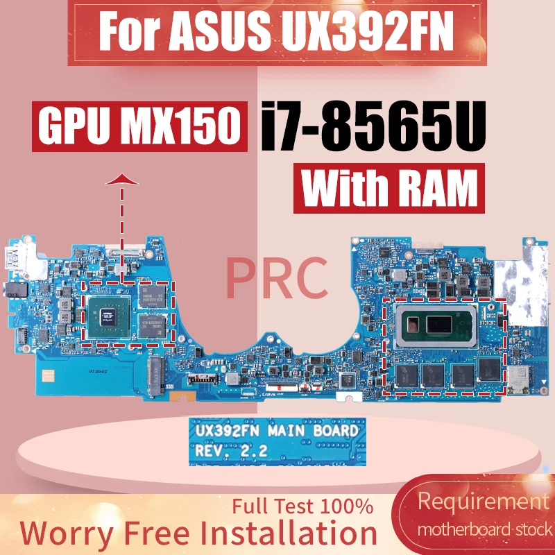 

REV.2.2 материнская плата для ноутбука ASUS UX392FN, фонарь MX150 2G с ОЗУ 60NB0KZ0-MB1060 60NB0KY0-MB2030