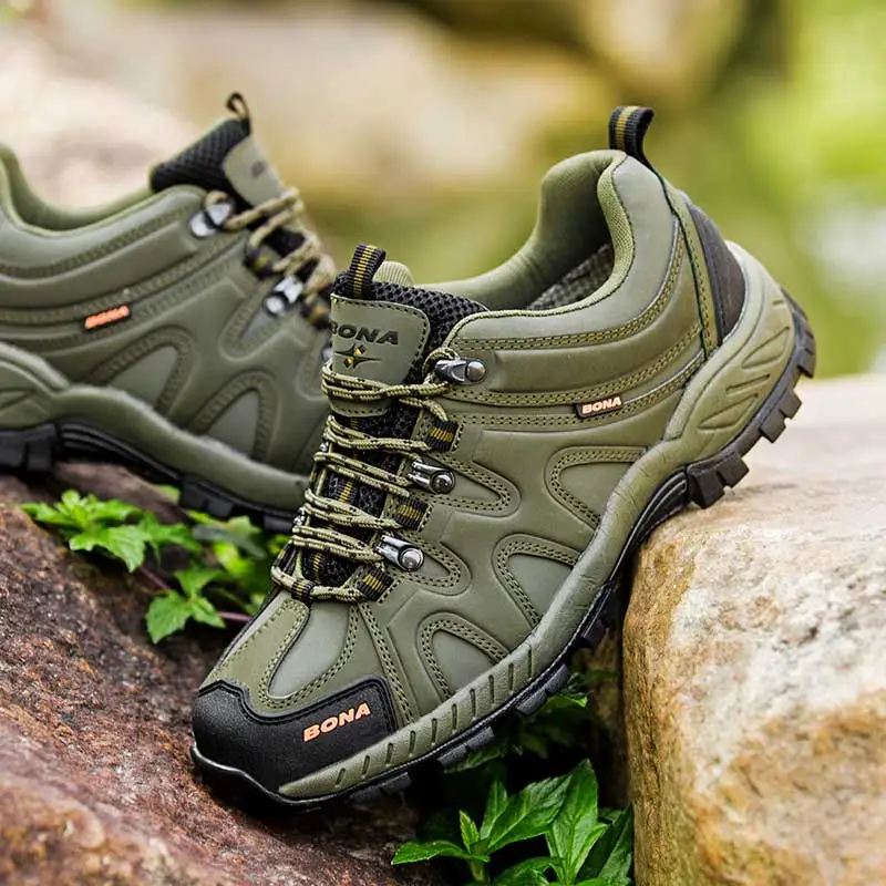 BONA New Arrival Classics Style Men Hiking Shoes Lace Up Men Sport Shoes Outdoor Jogging Trekking Sneakers 34399