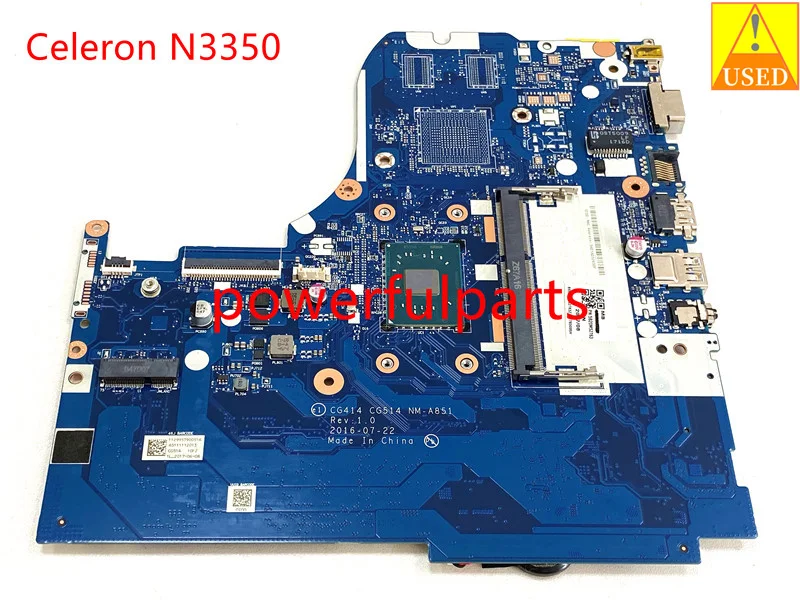 

For Lenovo IdeaPad 310-15IAP Motherboard Celeron N3350 1.1GHz CPU CG414 CG514 NM-A851 mainboard 5B20M52763 Working Good