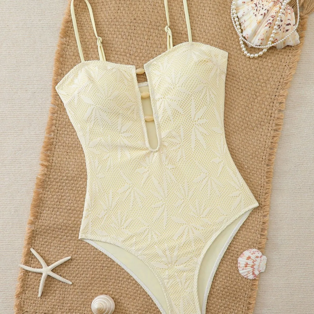Summer Bohemian Vacation Suspender Halter One-Piece Swimsuit Special Fabric Bikini Set Women's Swimsuit Beach Bathing Suit