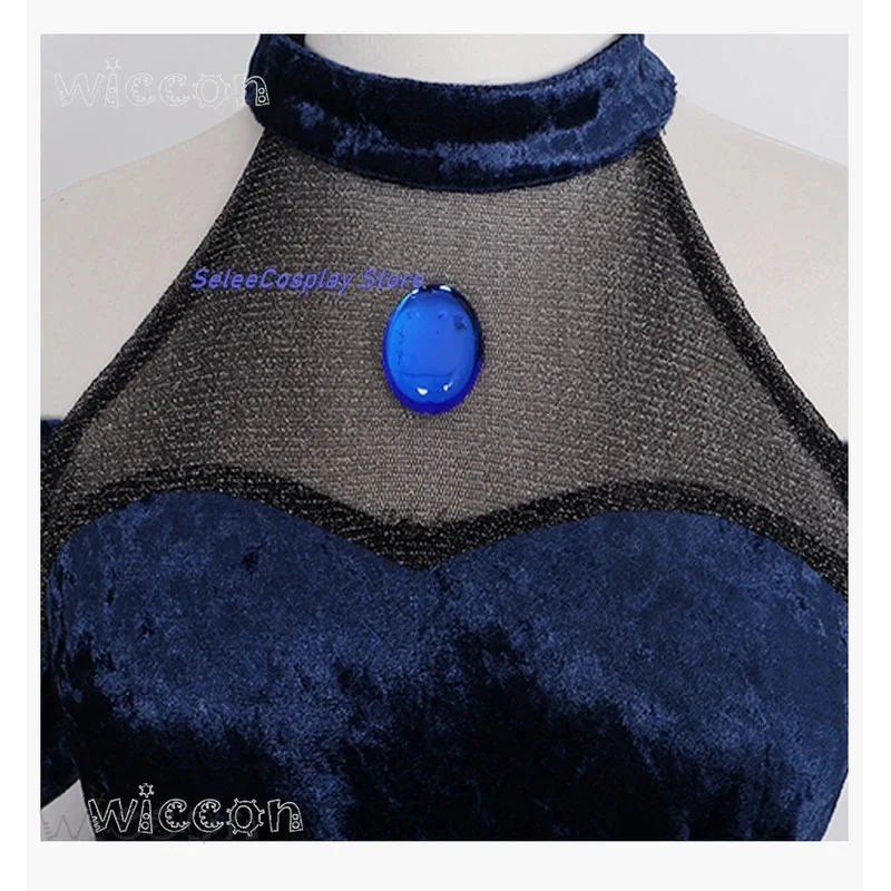 

CyMizi Косплей Костюм Парик R1 Мой клематис Платье Хэллоуин Вечеринка Одежда для ролевых игр Темно-синий бархатный наряд OTK Сапоги