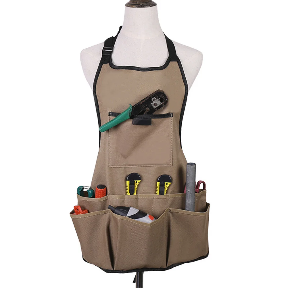 

Men Women Tool Apron Oxford Fabric Khaki Multi-Pockets Durable Garden Kitchen Garage Workshop Protective Apron
