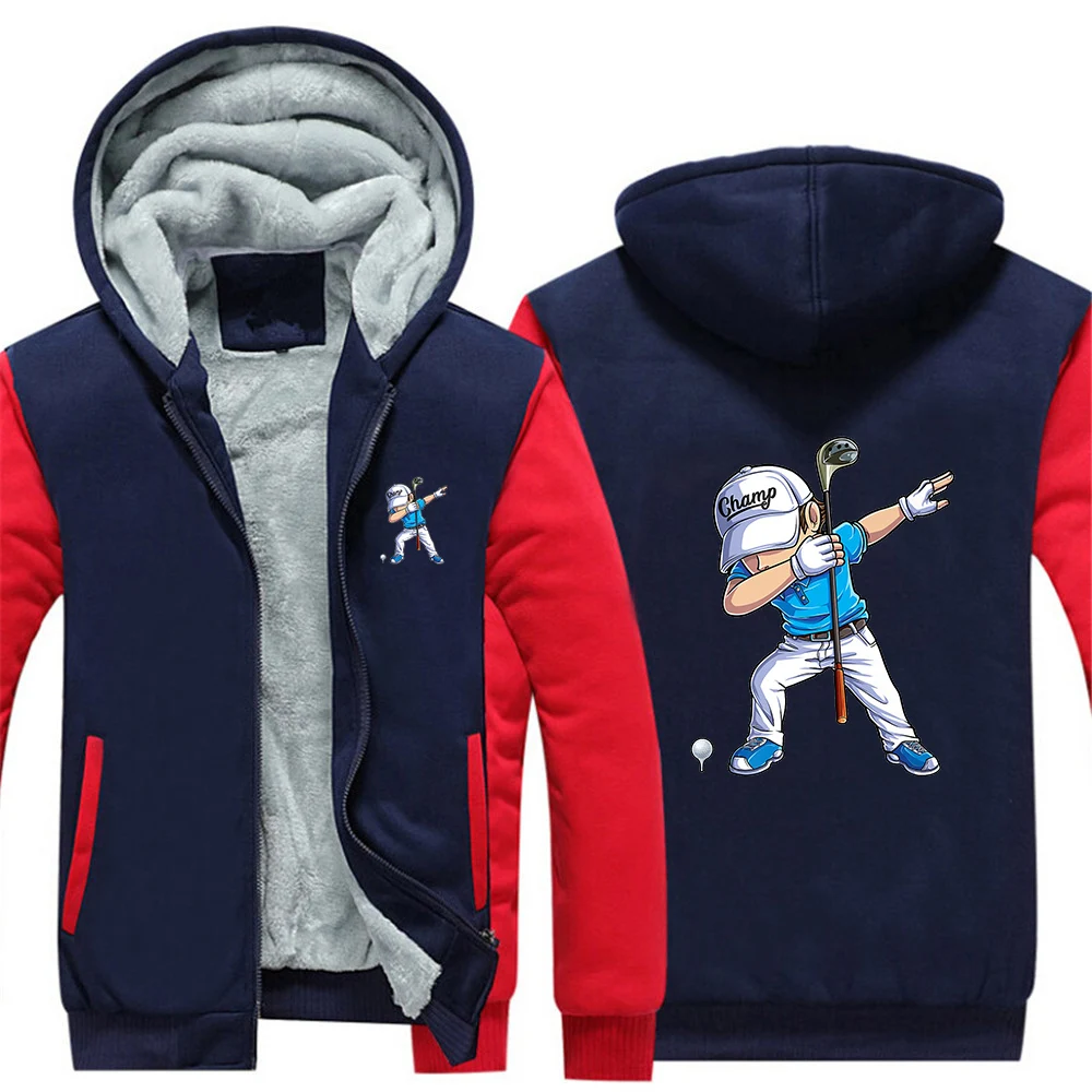 Autumn And Winter Thicken Cold Protection Men's Hoodies Golf Player Pattern Logo Print 2026 Avant Garde Style Jacket Coat