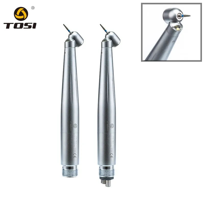 

TOSI LED Dental High Speed Cutting Handpiece 45 Degree E-generator Torque Push Button Handpiece Single Water Spray 2/4Holes