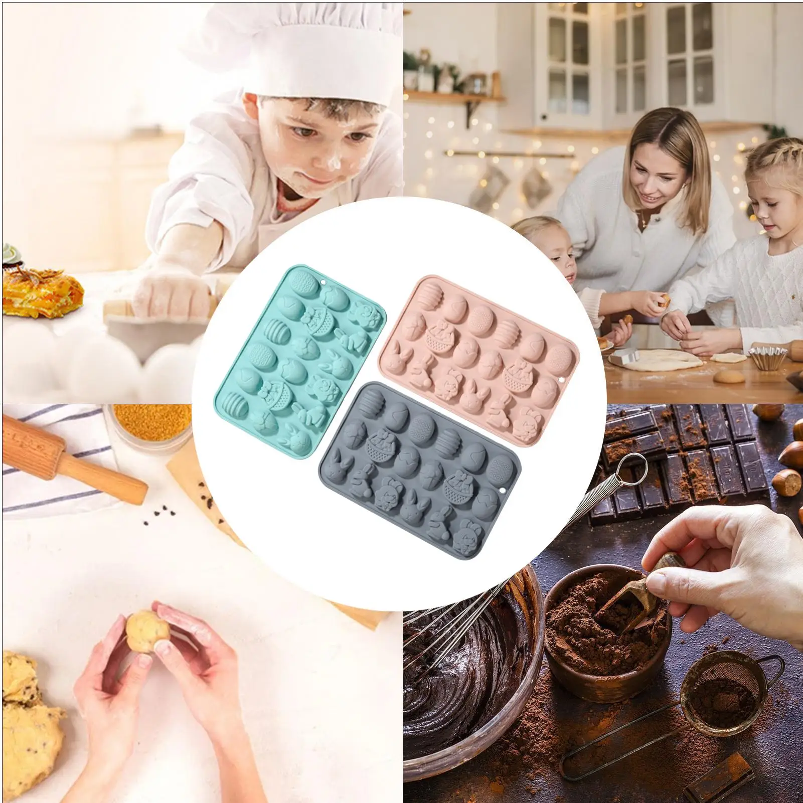 

Пасхальные формы, 3 шт., безопасные, термостойкие, антипригарные, мягкие силиконовые формы для яиц, для кексов, глиняных поделок, фондана, конфет, сахара