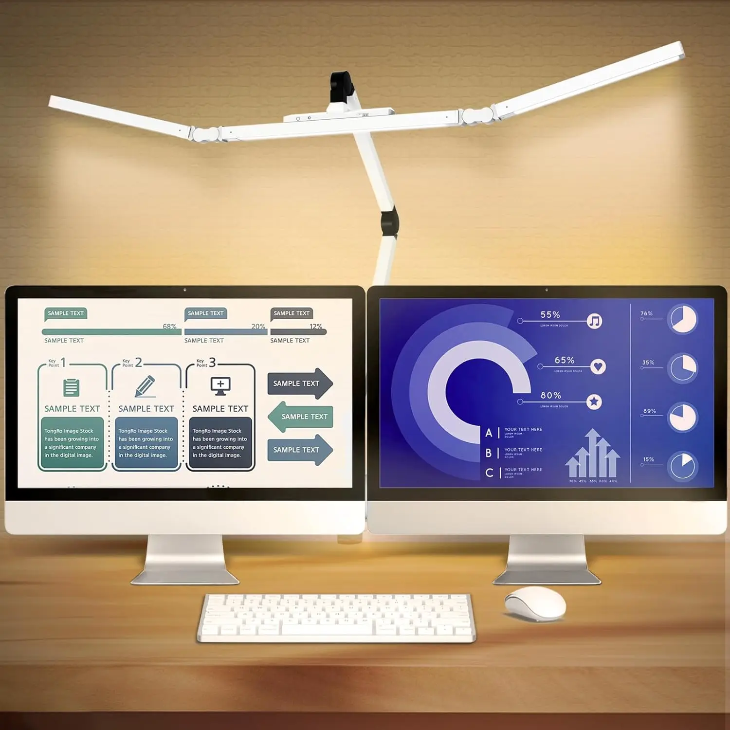 

Led Desk Lamp For Home Office, Ultra Bright Touch-Dimming Architect Table Lamp With Clamp, 24W Adjustable Foldable Three Swing