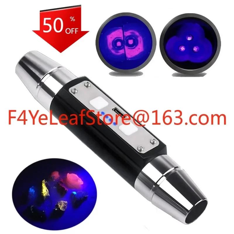 Kısa dalga ultraviyole el feneri 254nm 365nm 395nm görünmez mürekkep damga dedektörü UVA UVC siyah ışık LED el feneri