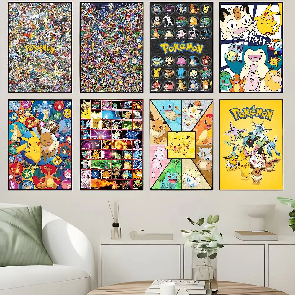 Anime P-Pokemon Japanese Classic Movie Posters HD Quality Poster Wall Art Painting Study Nordic Home Decor