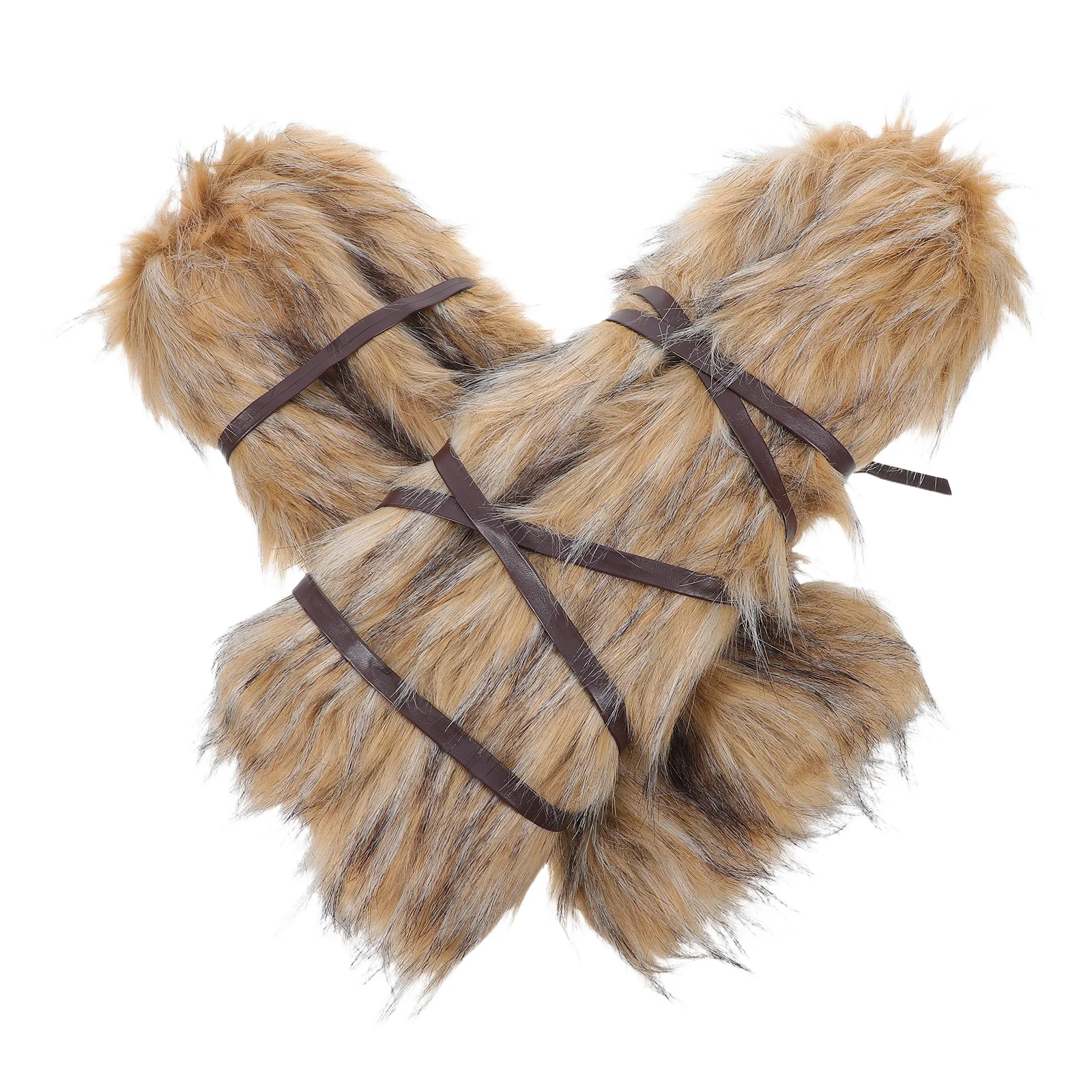 1 زوج الفايكنج يلتف الساق فروي التمهيد الأصفاد يغطي للرجال النساء قابل للتعديل مهرجان تأثيري حلي اكسسوارات فو تدفئة الساق