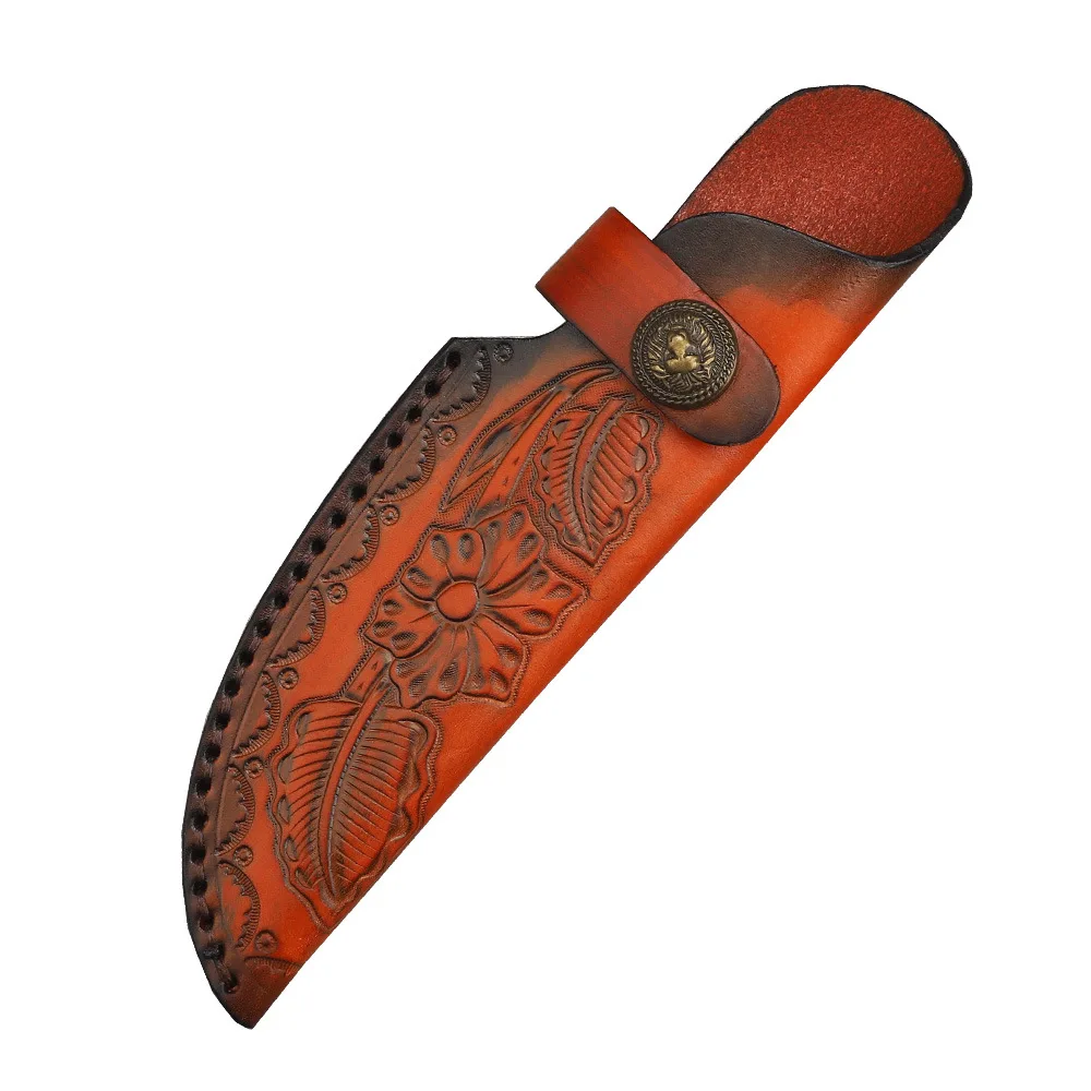 Soporte para cuchillos de hoja fija, Funda de cuero de vaca en relieve, funda para cuchillo de bolsillo, Funda de cuero, fundas para cuchillos de Camping, hebilla de cinturón