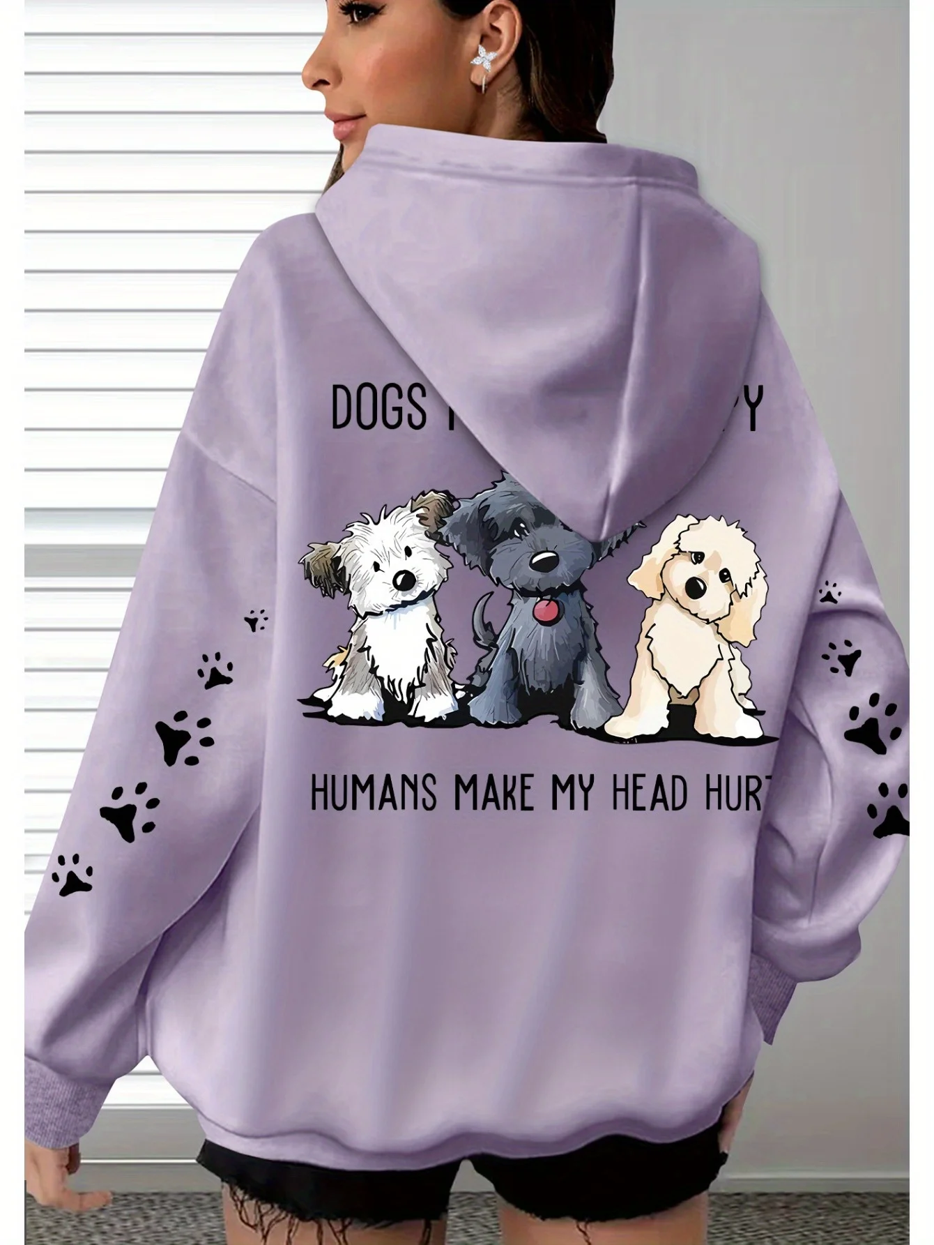 

Autumn/Winter Hoodie Y2K Cartoon Three Little Dogs Theme INS Lazy Style American Street Oversized Women's and Children's Top