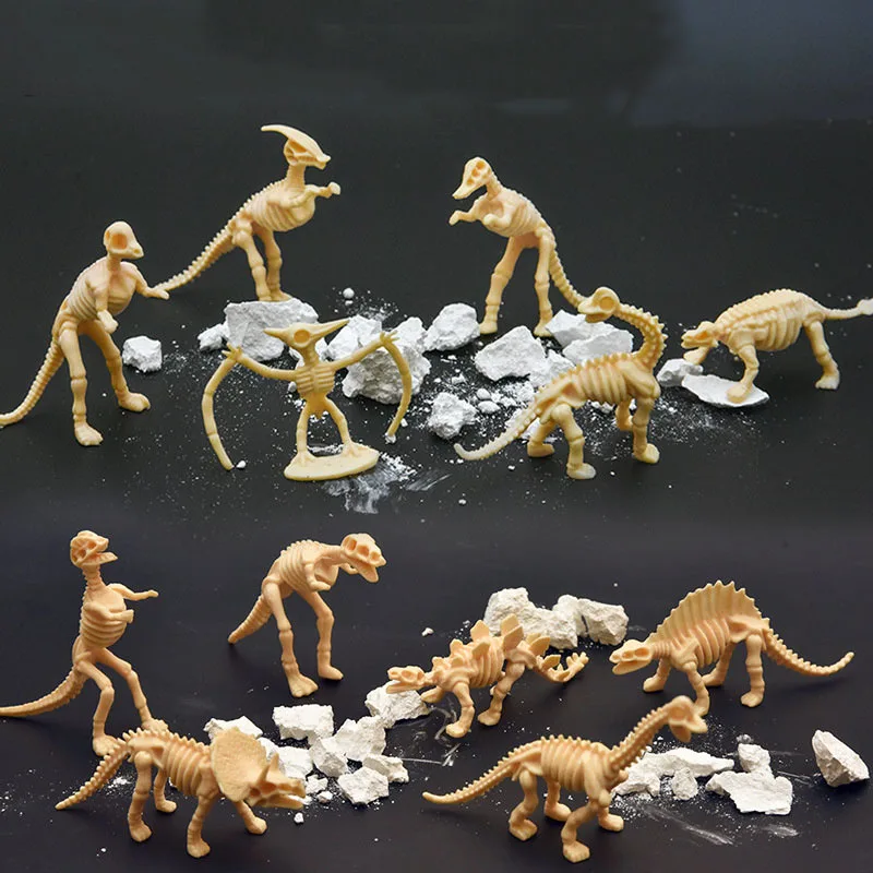 12Pcs Simulation Dinosaurs Toys Fossil Skeleton Mini Dinosaur Model Tyrannosaurus Rex Action Figure Kids Educational Toys Gifts