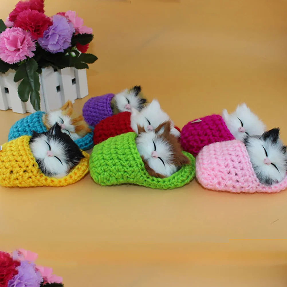Realistic Sleeping In Slipper Mini Kitten Shoe Decor Mini Kitten In Shoe Handheld For Christmas Wedding Party Kids Gift Red