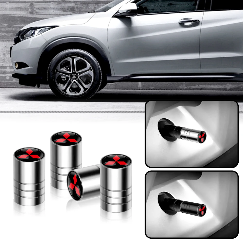 4PCS Car Tire Valve Caps Metal Wheel Dust Covers Accessories For Mitsubishi Eclipse Lancer Pajero ASX Colt I200 Space Delica Ex