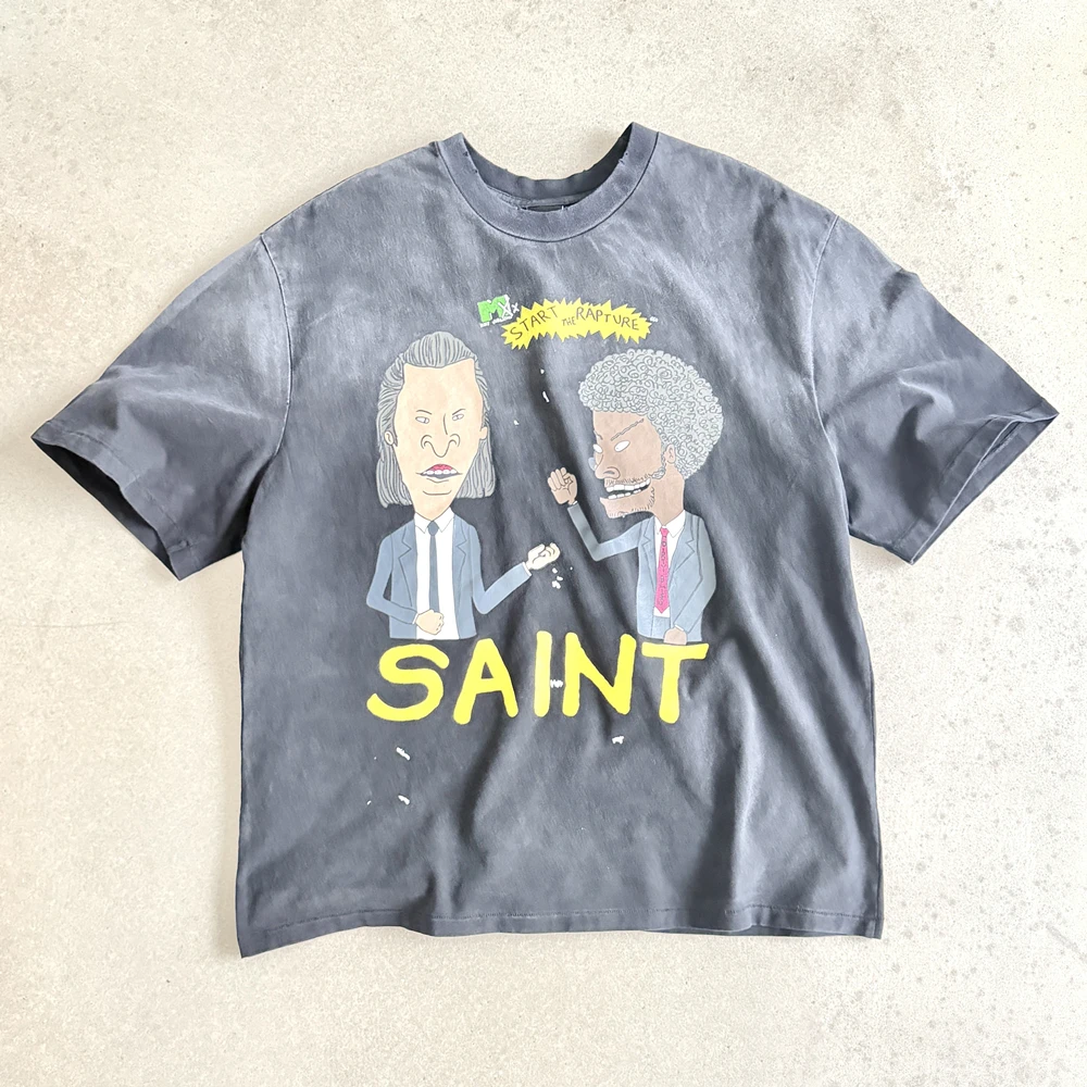 Washed Saint Vulgar Novels Parody Comics T-Shirt Men Women High Quality Top T Shirt Tee Tops