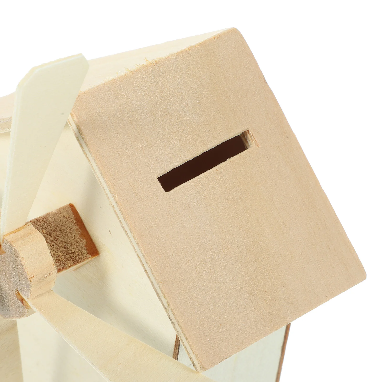 2Pcs Wooden Windmill Piggy Bank DIY Kids Painting Craft Money Saving Box Decorative Coin Storage for Children Birthday Gift