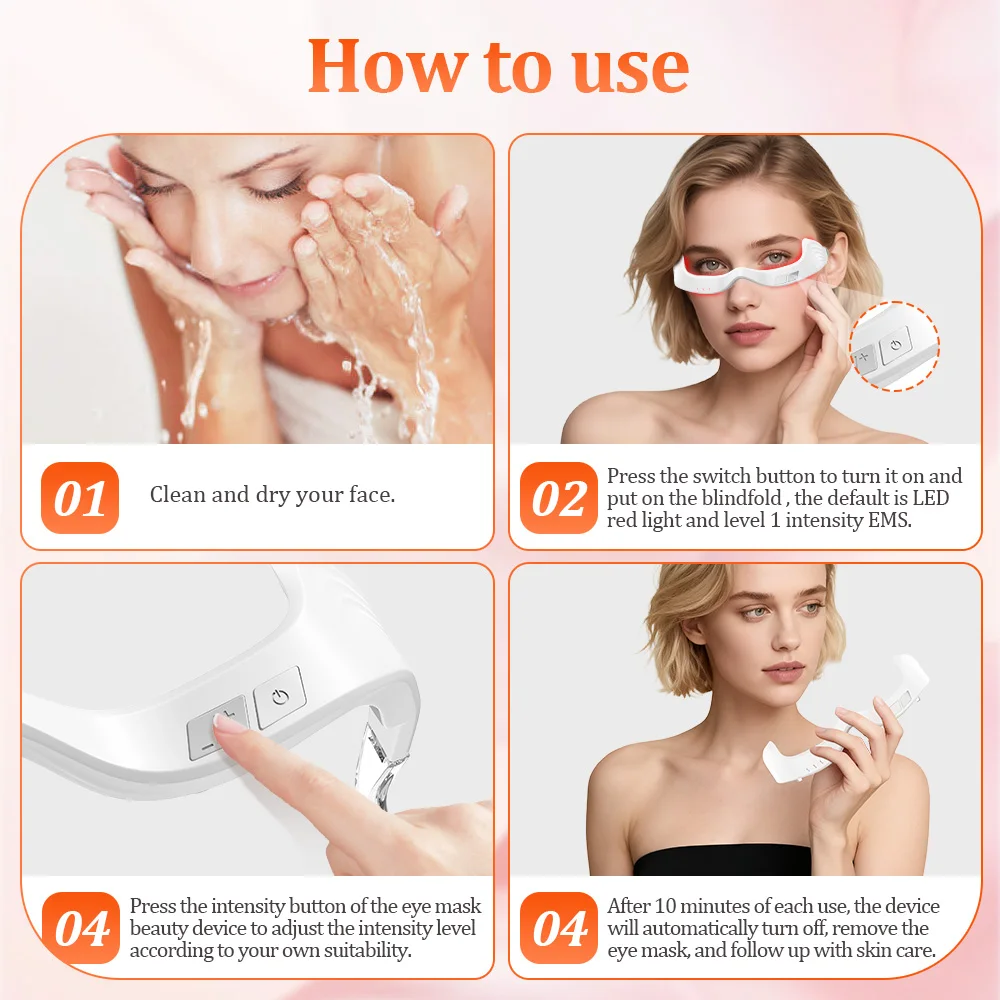 Appareil de thérapie par la lumière rouge pour les yeux, masseur oculaire 3D, Modes de microcourant 580-650nm, soulagement de la Fatigue, éclaircit les cernes, beauté, soins oculaires