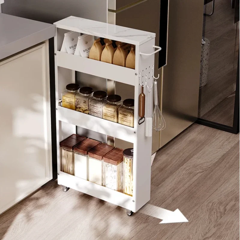 Multi-Layer Drawing Spice Holder High Guardrail Storage Rack Kitchen Ultra-narrow Storage Cart Stable Load-Bearing Seam Cabinet