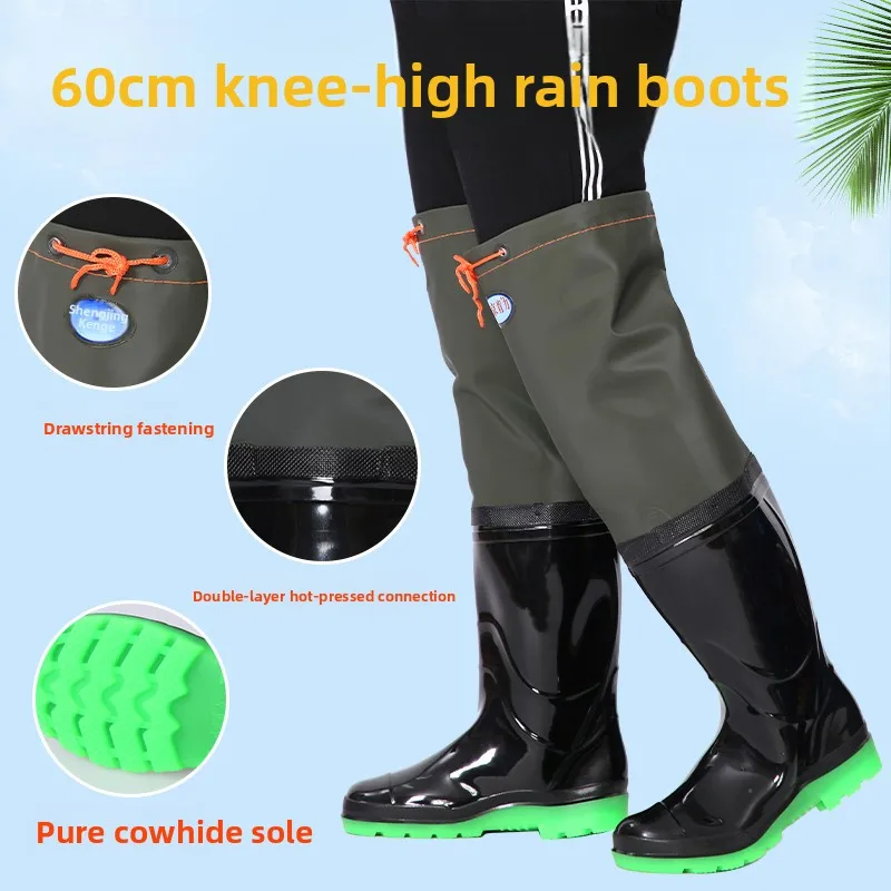 Botas de Lluvia Impermeables de Tubo Largo ex, Botas de Pesca para Cultivo de Arroz, Suela uesa, Zapatos para Campos de...