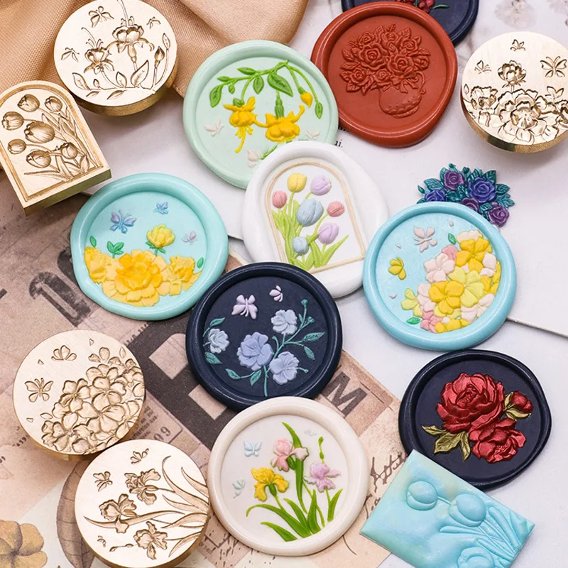 

Flower Stamps Fire Paint Wax Seal Stamp Embossed crafts DIY Wedding Invitations Envelopes Sealing gifts packing scrapbooking new