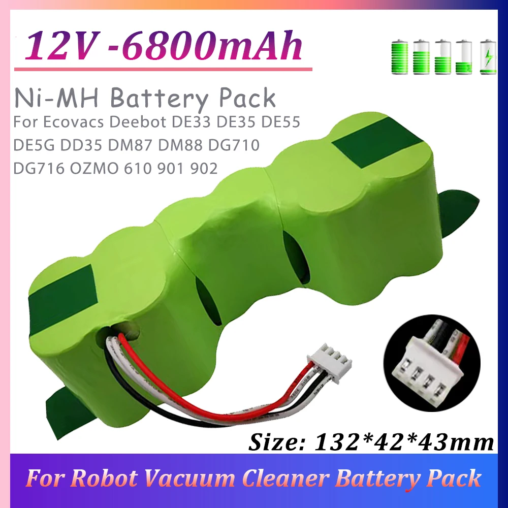 High-value DE55 12V6800mAh Ni-MH Large-capacity Sweeping Robot Battery Accessories Are Suitable for Cobos DE33 DE35, Etc.