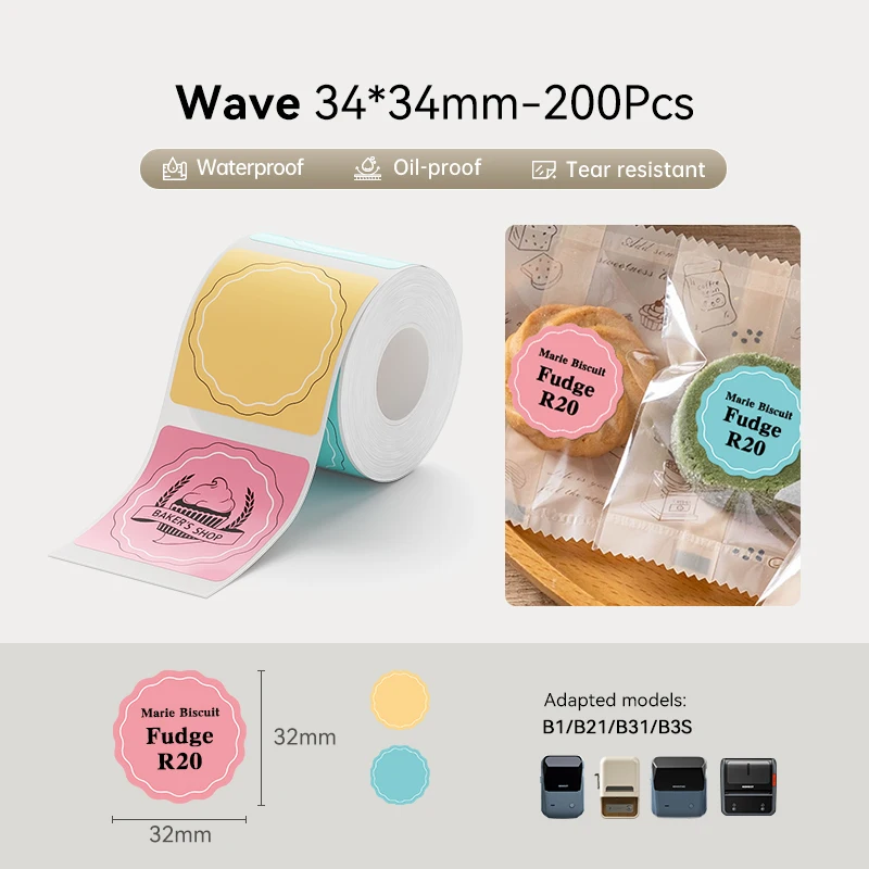 Niimbot Thermisch Label 20-50mm Breedte Ronde/Wit/Kleur Sticker Waterdicht Papier Voor B1 B21 Mini printer Tags Label Maker