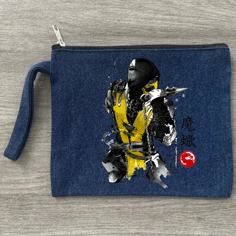 

Mortal Kombat Sublimation Blank Canvas Makeup Bags Zipper Pouch Pencil Case Blank Craft Bags Denim
