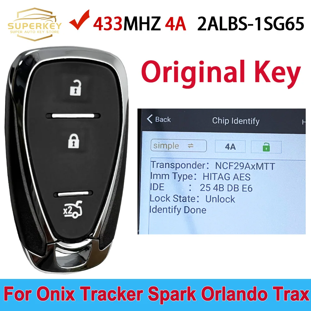 SUPERKEY оригинальный для Chevrolet Onix Tracker Spark Orlando Trax 433,92 МГц 4A чип умный удаленный автомобильный ключ FCC ID 2ALBS-1SG65