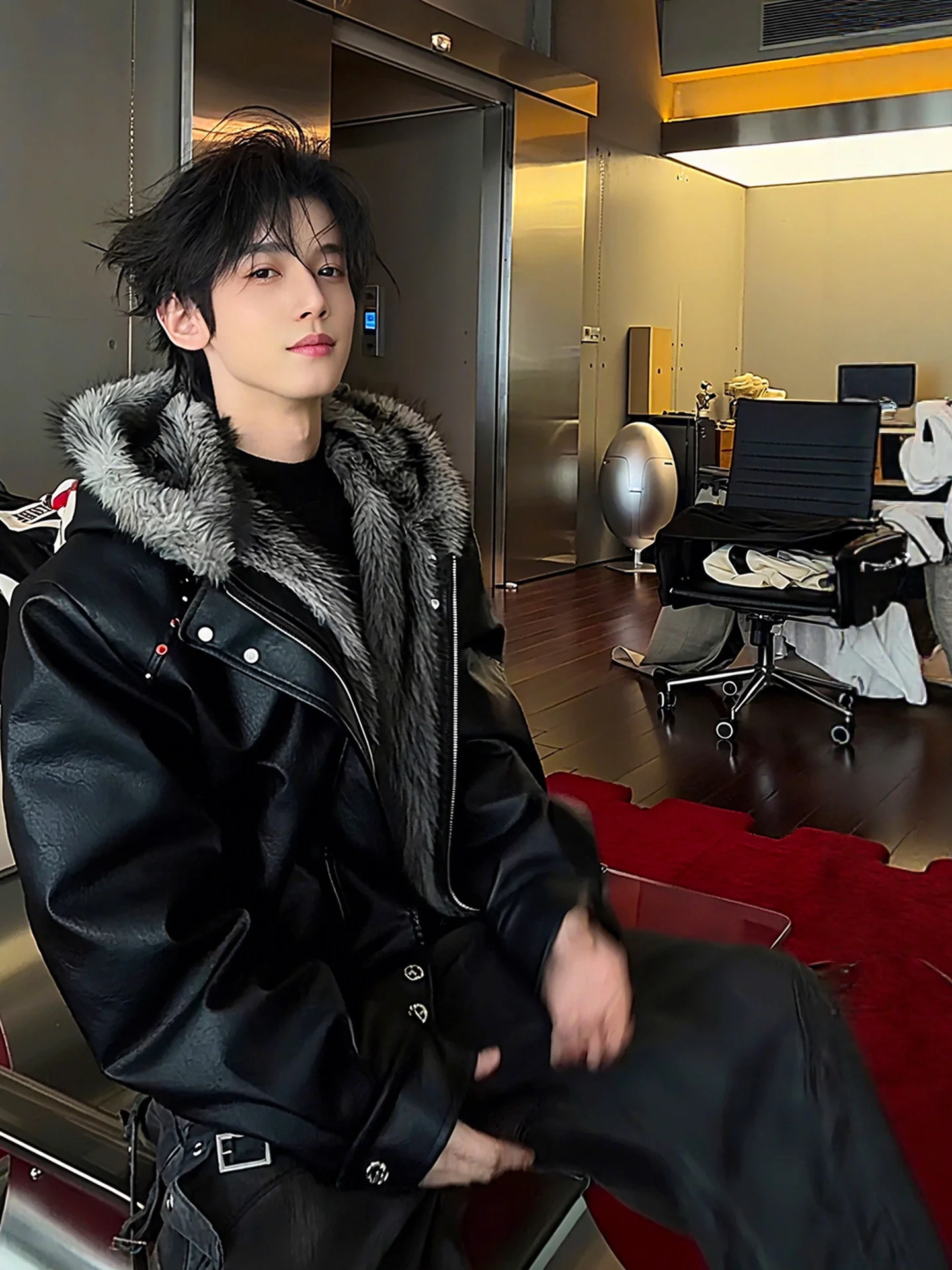 

Men's Thickened Fleece Lined Hooded PU Leather Cotton Jacket Winter Warm Coat VIBE ACW Mountain Eagle Style Zipper Closure So...