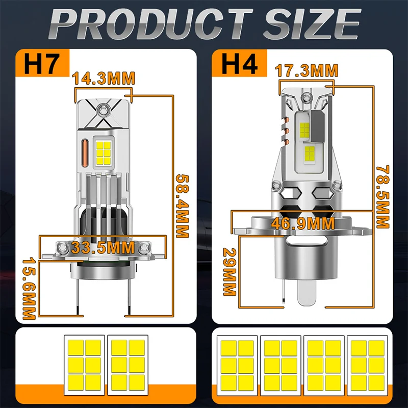 2Pcs H7 H4 H1 Led Headlight Bulbs 5300W Ultra Powerful 5300000LM Super White 6500K 12V Canbus H7 Car Lamp Error Free Turbo Light view 6
