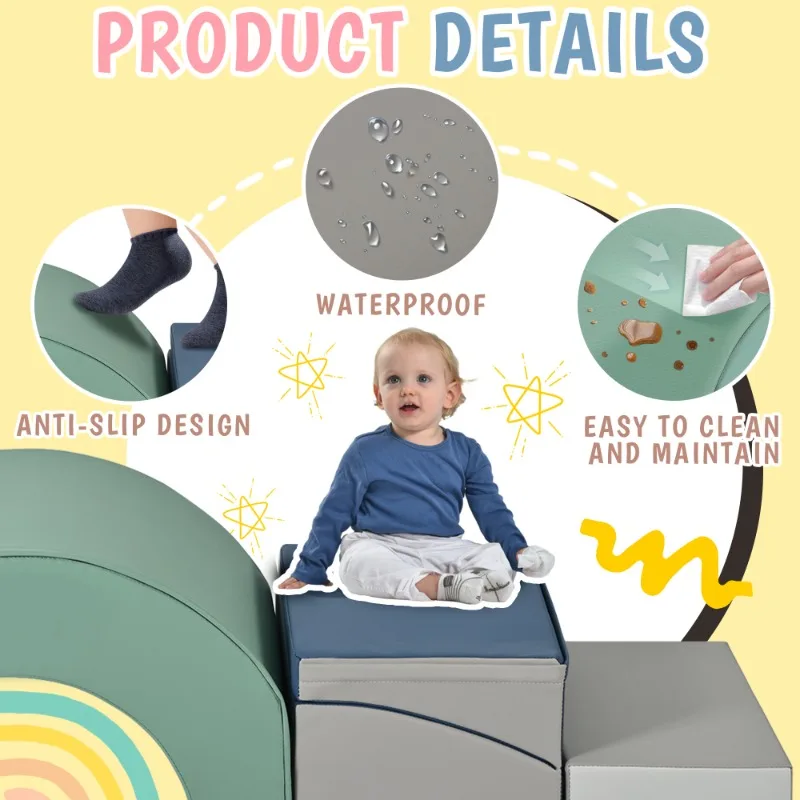 مجموعة معدات اللعب الناعمة للأطفال كتل التسلق في الأماكن المغلقة مع مجموعة لعب إسفنجية آمنة لنشاط الأطفال الصغار وديكور غرفة اللعب #4