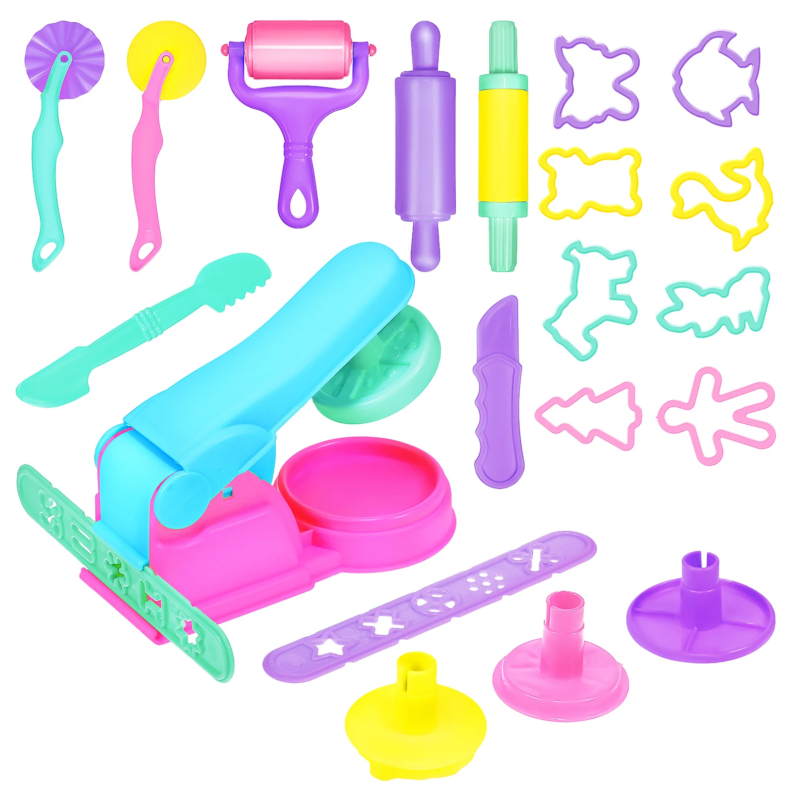 22 Pcs Children's Colored Mud Noodle Machine Pieces Set Molds for Kids Tool Mini Toys Clay Kit Tools Cutting Baking