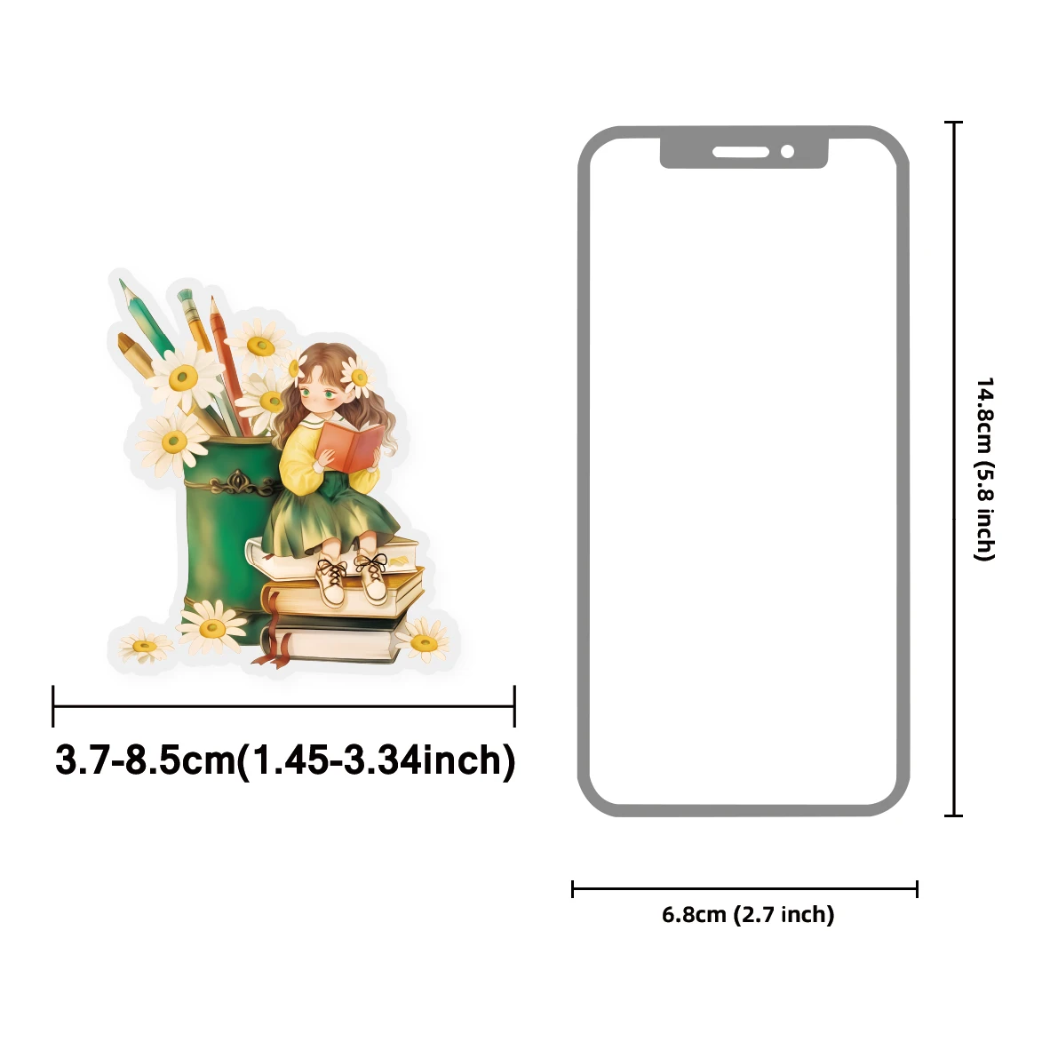 Etori Life Adventure in the Study 10Pcs Forest-Style Retro Reading Girl Stickers, Artistic Journal Decoration Materials for Laptops, Phone Stickers, Diaries, Scrapbooking Supplies, Room Decoration, Student Gift Bags, DIY Crafts, School Supplies, Back-To-School Season, Children's Stationery Stickers