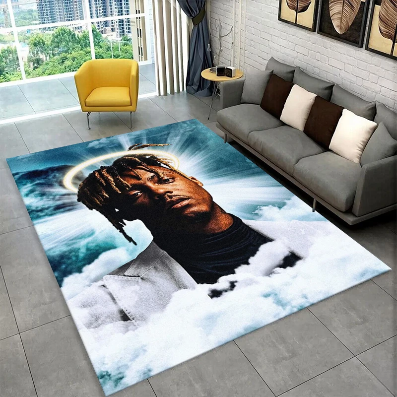 retro Juice WRLD 999 Legend Rapper Star Carpet Rug for Bedroom Living Room Sofa Playroom Doormat Home Decor,Area Rug Non-slip