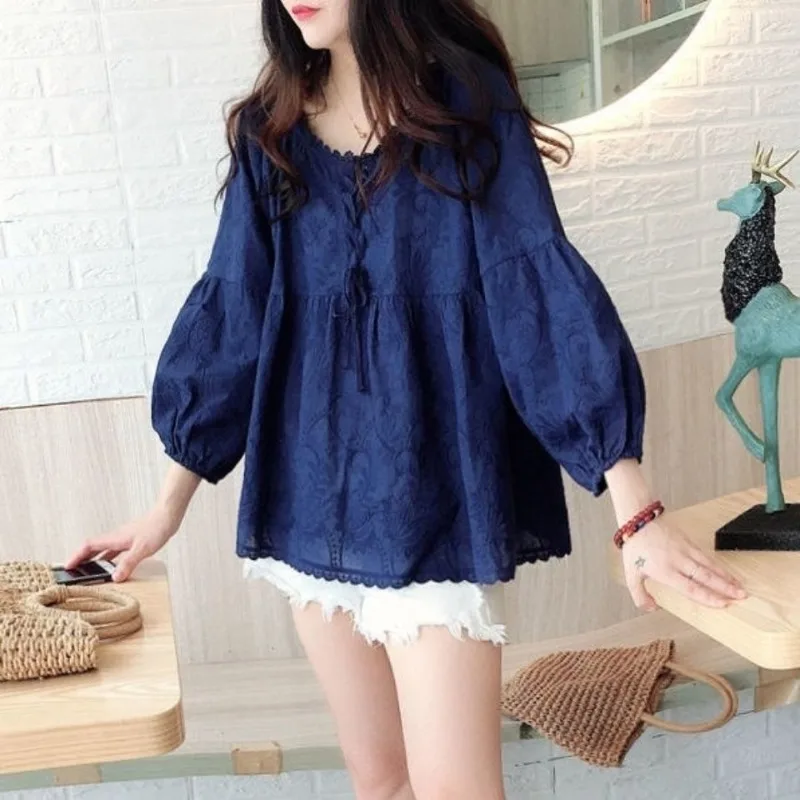 

Блузка женская рубашка корейская весенне-осенняя мода ремень уменьшающий повседневный универсальный топ с круглым вырезом