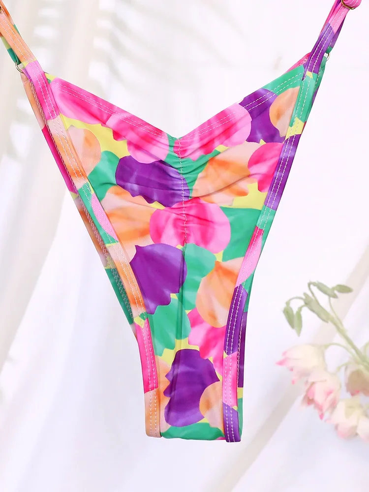 Sexy Bikinis Micro Thongs Swimsuit Women Bathing Suit Rings Biquini Bandage Beachwear Print Swimwear Sexy Bikini Sets With Chain