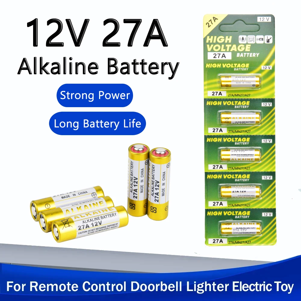 Щелочная батарея A27 27A 12V G27A MN27 MS27 GP27A L828 V27GA ALK27A A27BP K27A VR27 R27A для дверного звонка, игрушка с дистанционным управлением Щелочная батарея A27 27A 12V G27A MN27 MS27 GP27A L828 V27GA ALK27A A27BP K27A VR27 R27A для дверного звонка, игрушка с дистанционным управлением