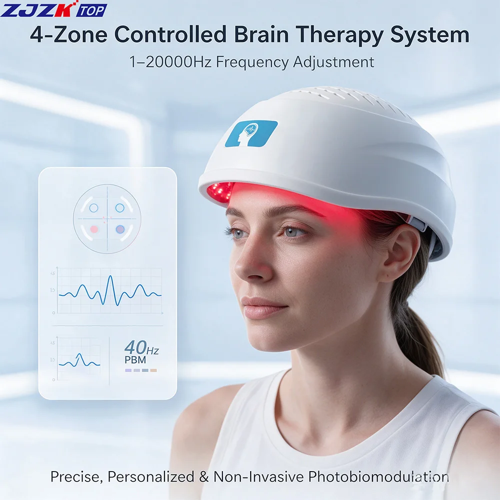 ZJZKTOP 810nm NIR Infrared Photobiomodulation Helmet 448 Diodes Brain Stimulator Home Use for Alzheimer Autism Treatment