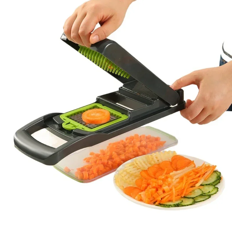 Household multi-functional dicer, shredding, gratering, and vegetable cutting artifact