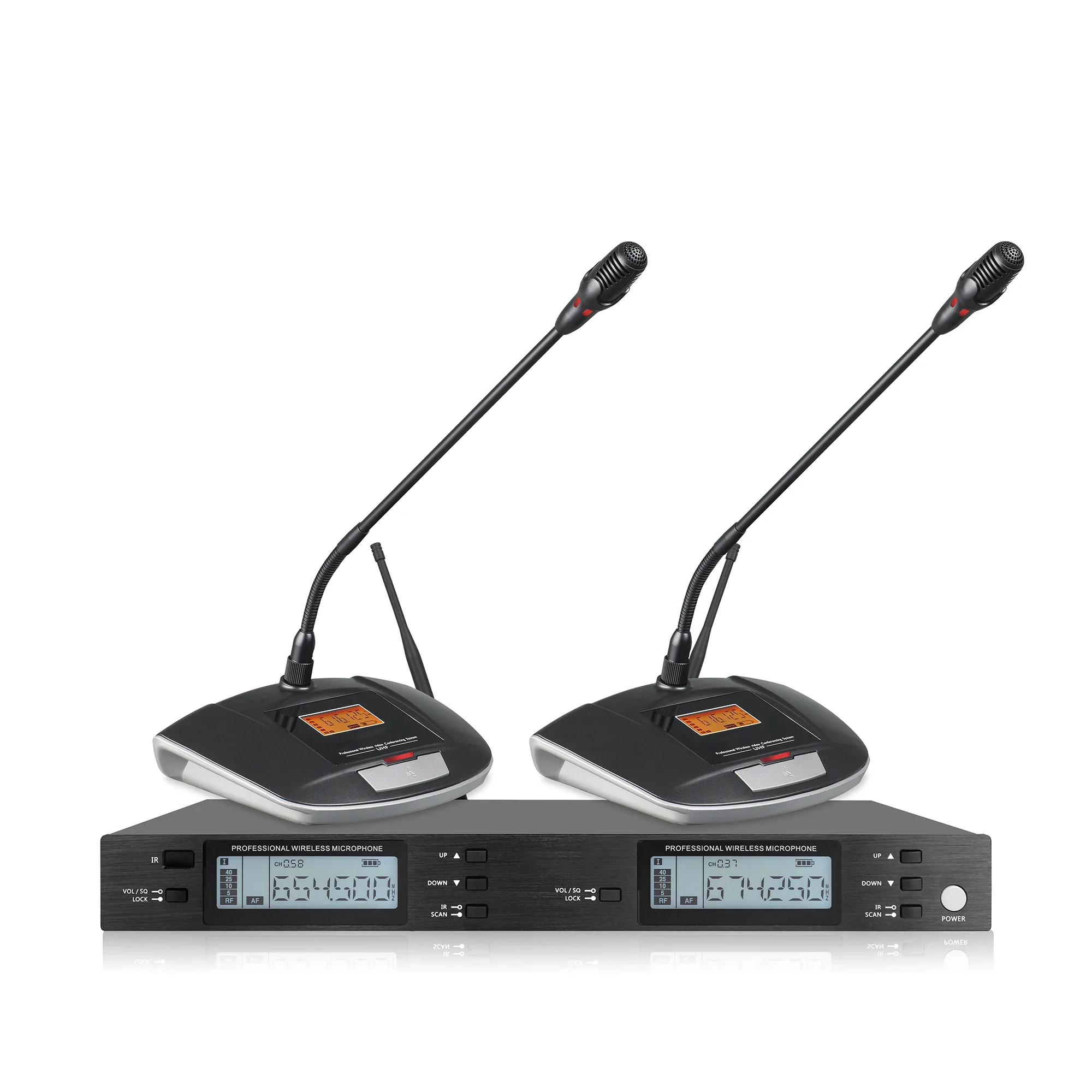 Goedkope Dynamische Draadloze Microfoon Dual Channel Draadloze Handheld Lavalier Gooseneck Conferentie Microfoon