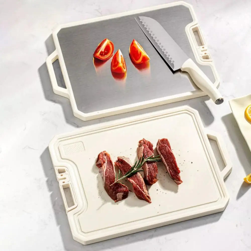 

Non Stick Double-sided Cutting Board Rotatable Design Anti-mildew Chopping Board with Grinding Area Stainless Steel